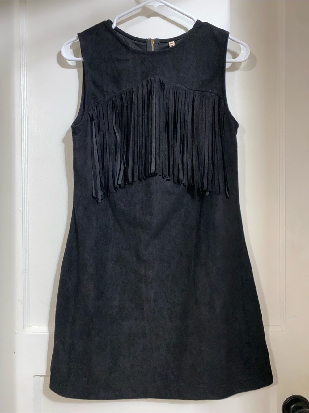 RAGA Black Sleeveless Fringe Shift Dress